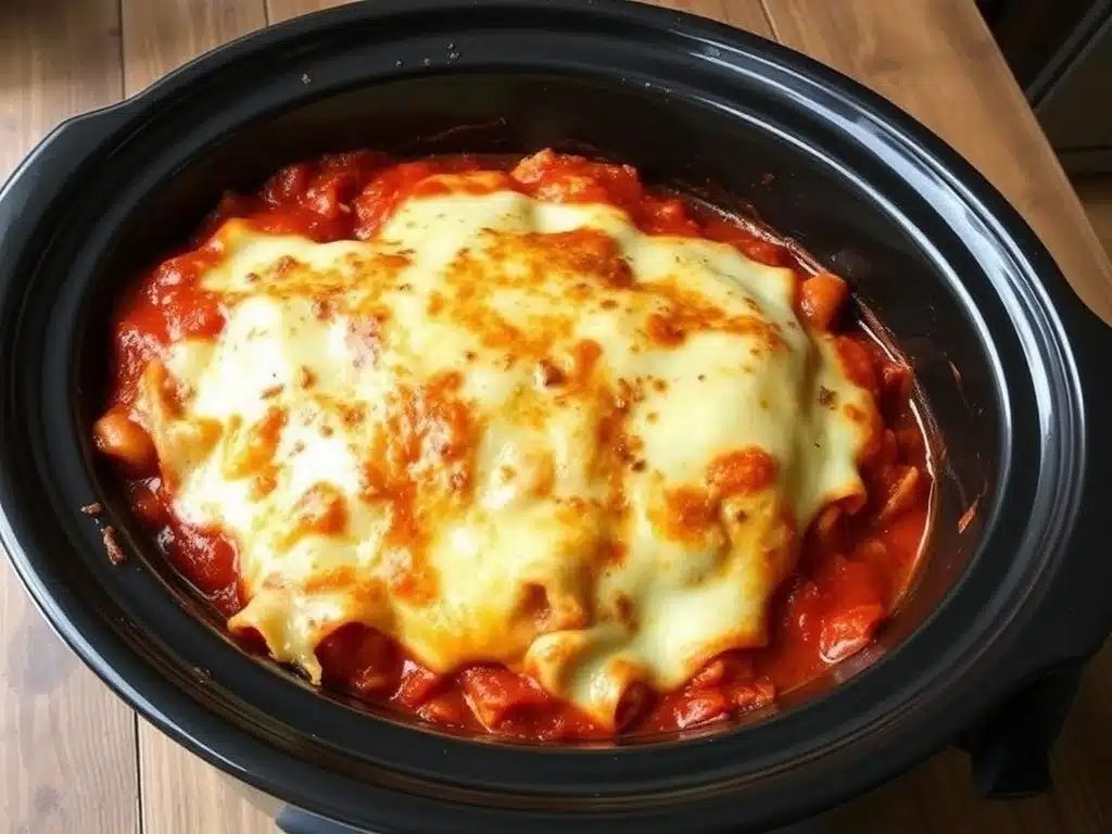 Crockpot lasagna with melted cheese