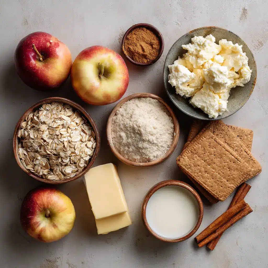 Ingredients for making Apple Crumble Cheesecake