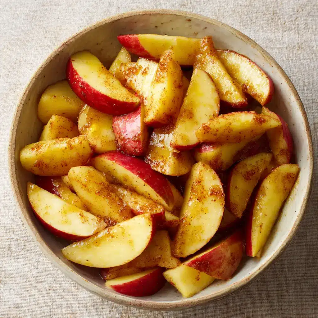 Tossing apples with cinnamon, brown sugar, and van