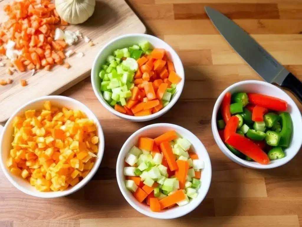 Chopped vegetables for meatloaf preparation.