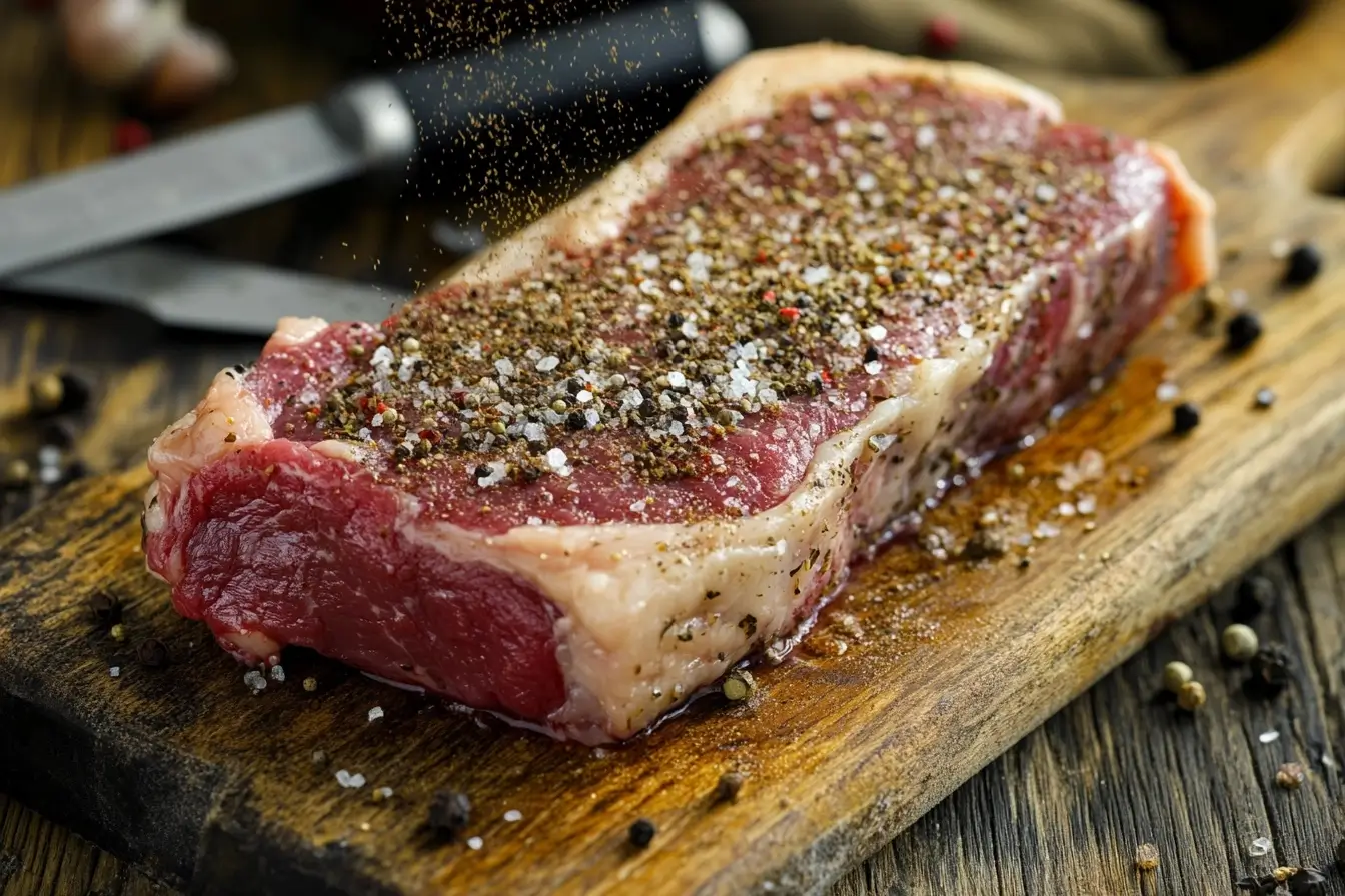 Applying Steak Seasoning To Meat