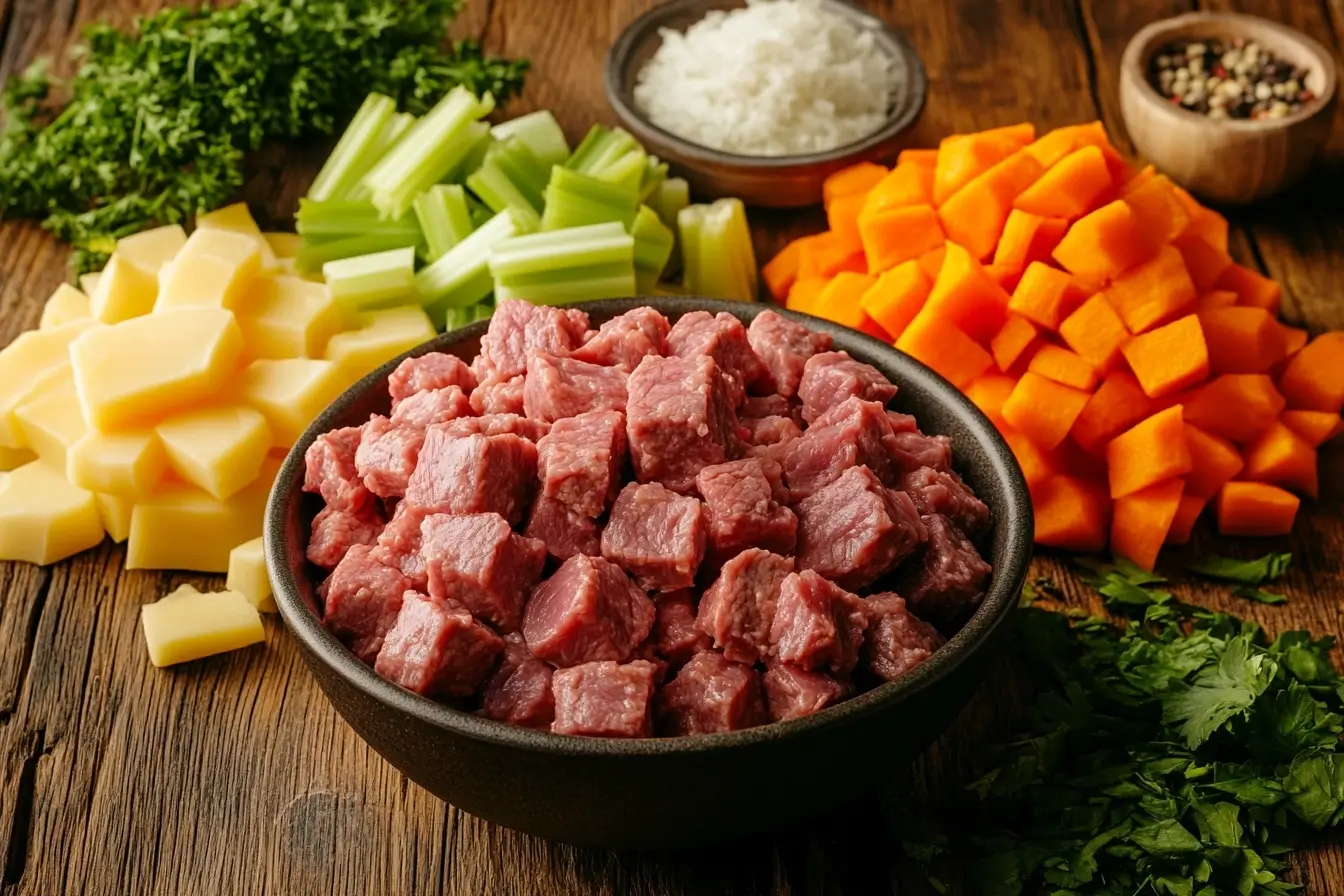 Beef Chop Casserole Ingredients Prep