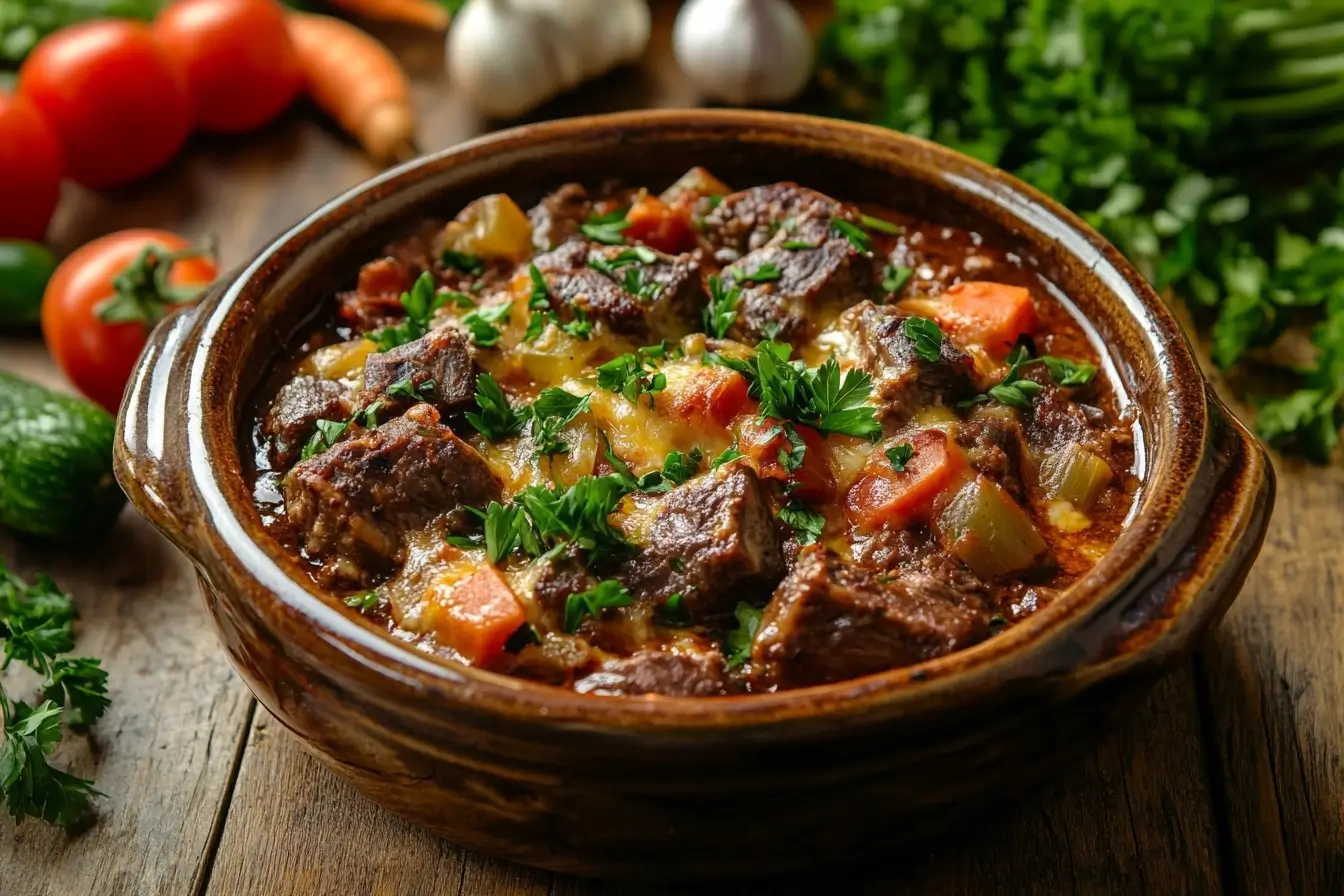 Beef Chop Casserole With Cheesy Topping