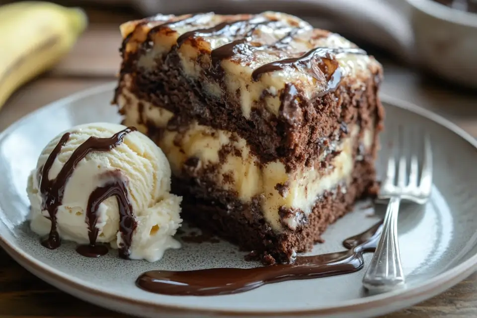 Chocolate Banana Cake With Ice Cream