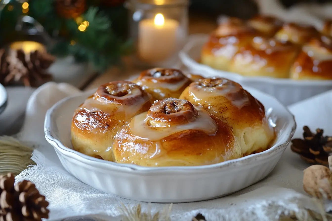 Cinnamon rolls with a light vanilla glaze