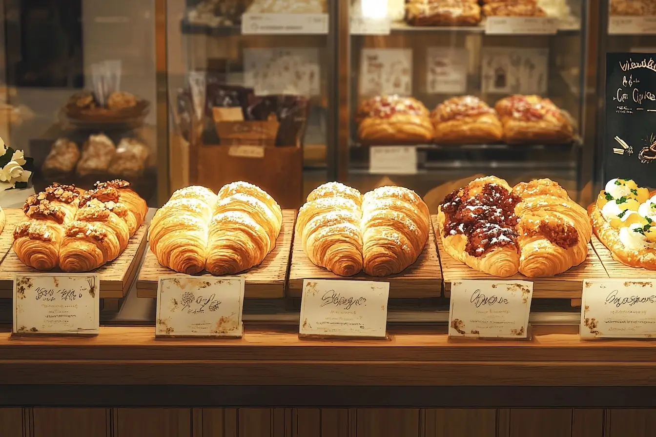 Cookie Croissants In A Bakery Display