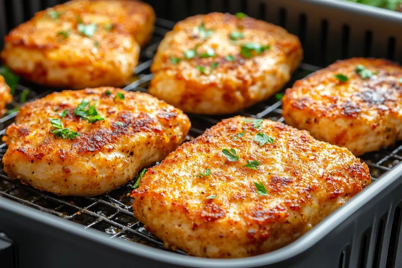 Golden Chicken Cutlets Fresh From The Air Fryer