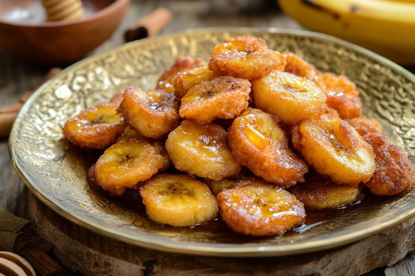 Golden Fried Bananas With Tropical Garnish