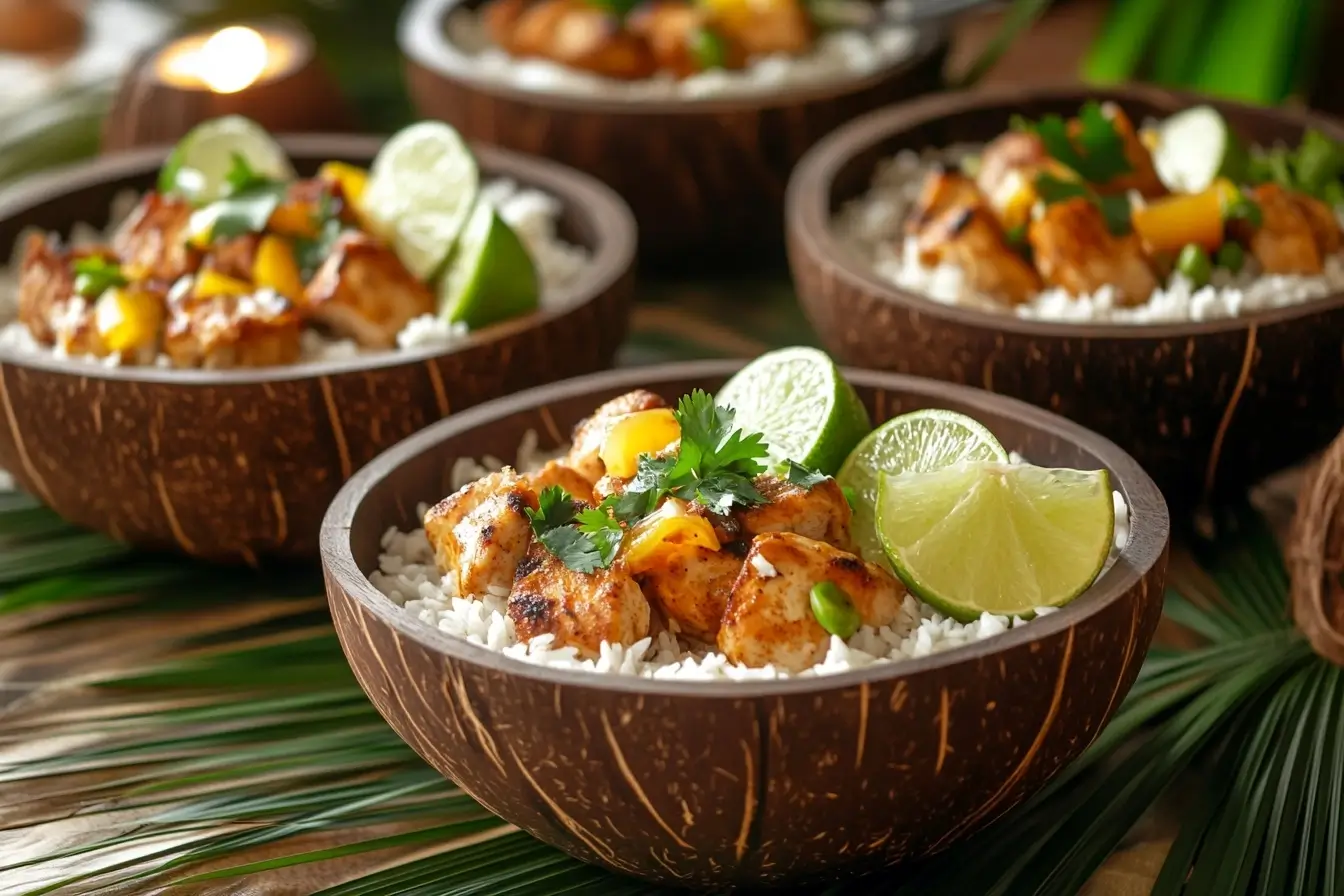 Hawaiian Themed Dinner Table With Sweet Crockpot Chicken