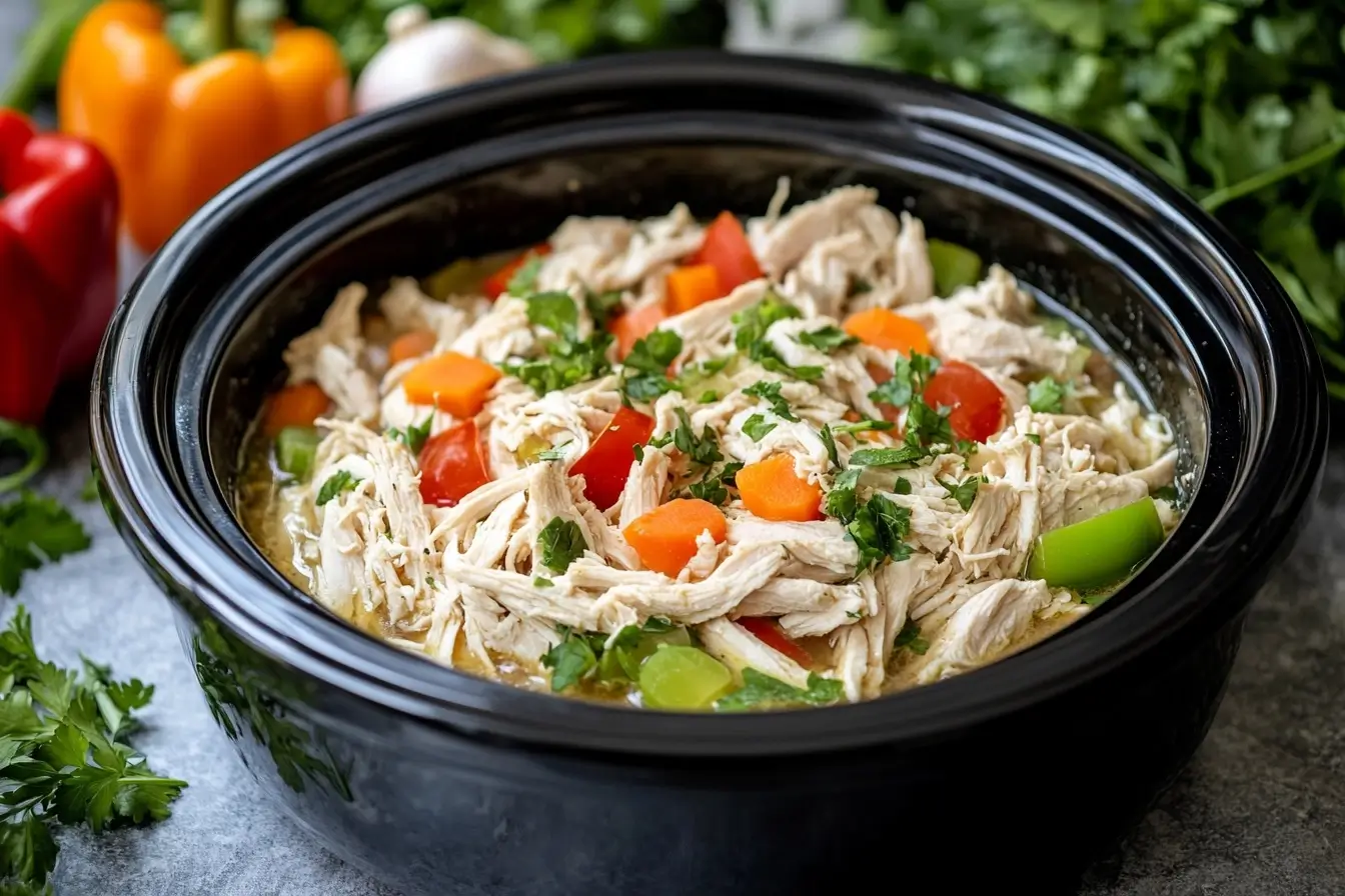 Perfectly Cooked Crockpot Frozen Chicken.