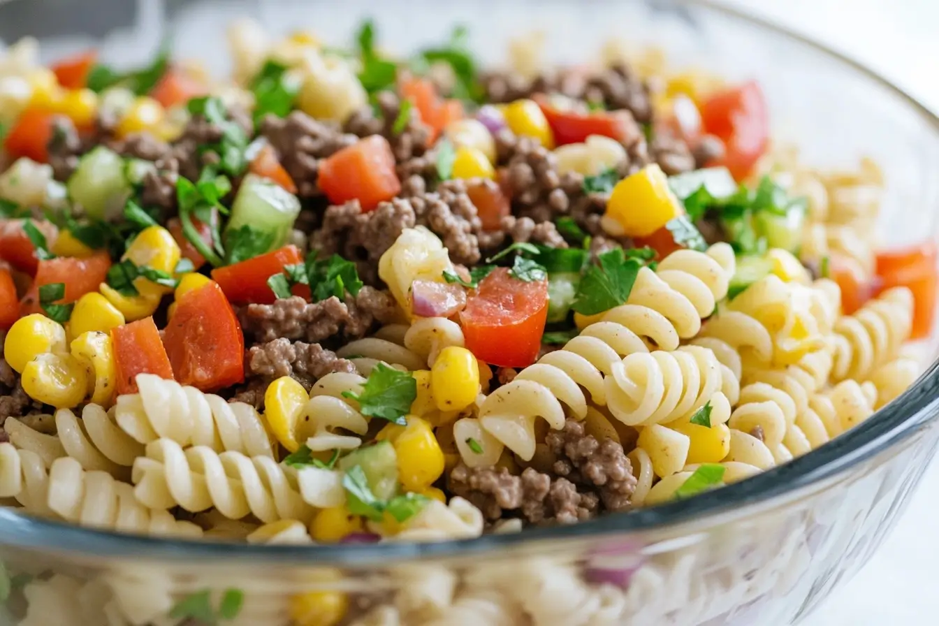 Preparing Cowboy Pasta Salad