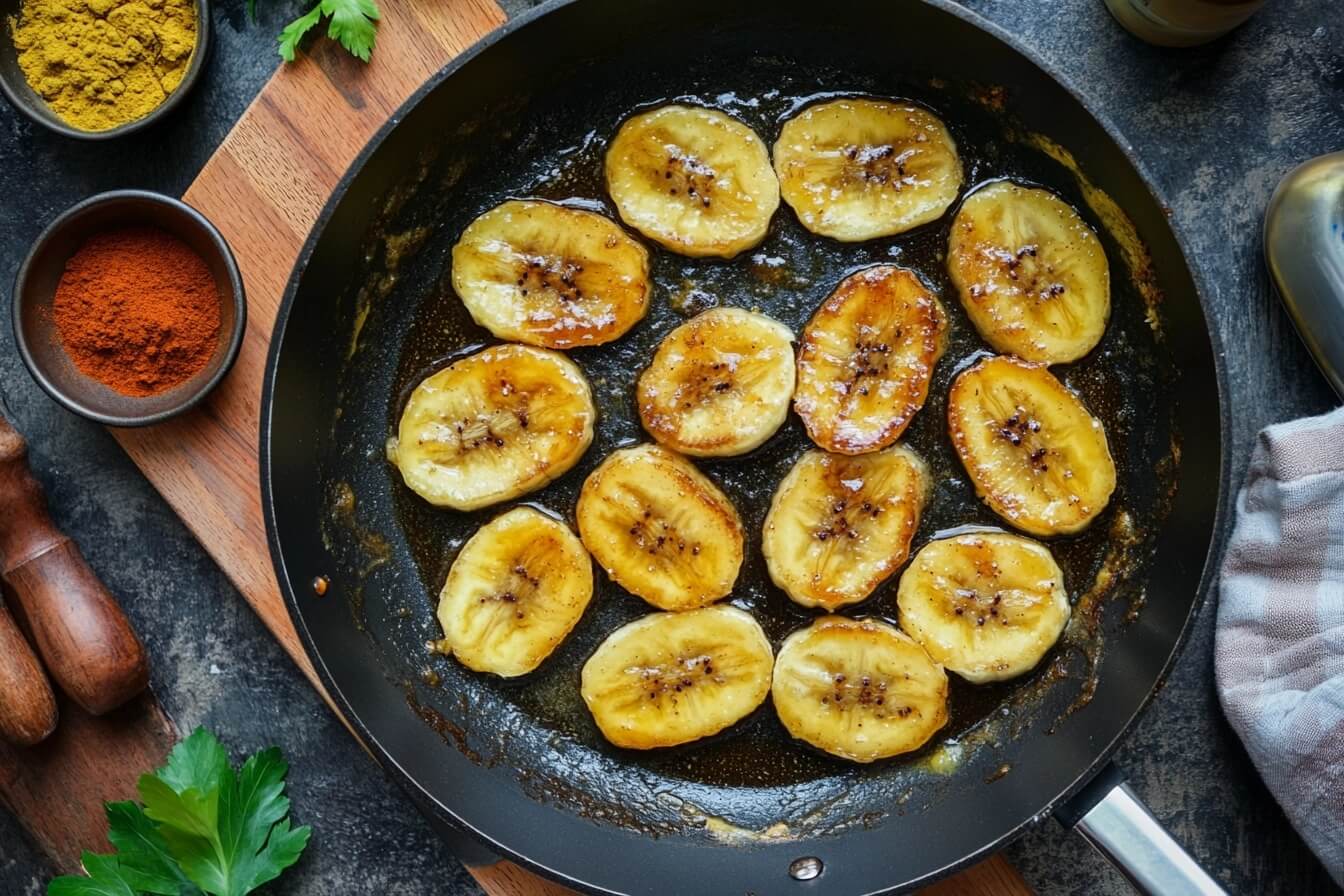 Preparing Pan Fried Bananas In A Skillet