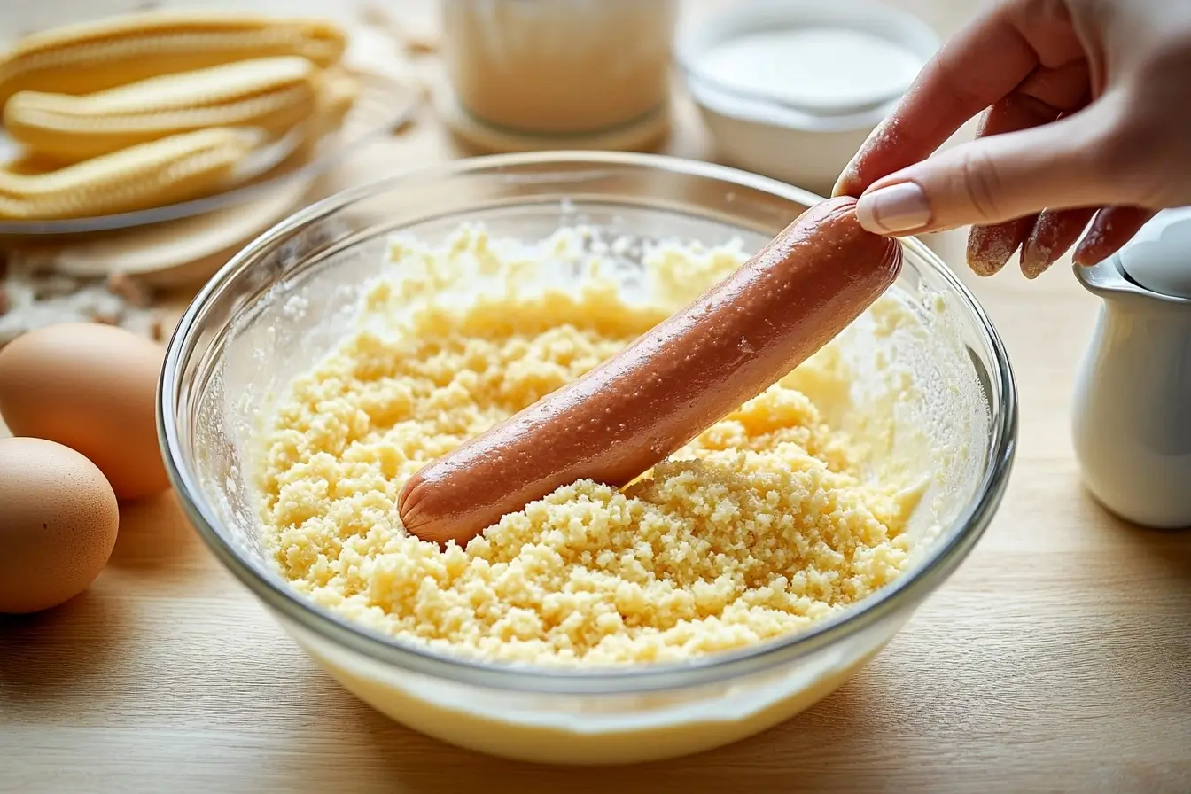 Prepping Homemade Air Fryer Corn Dogs