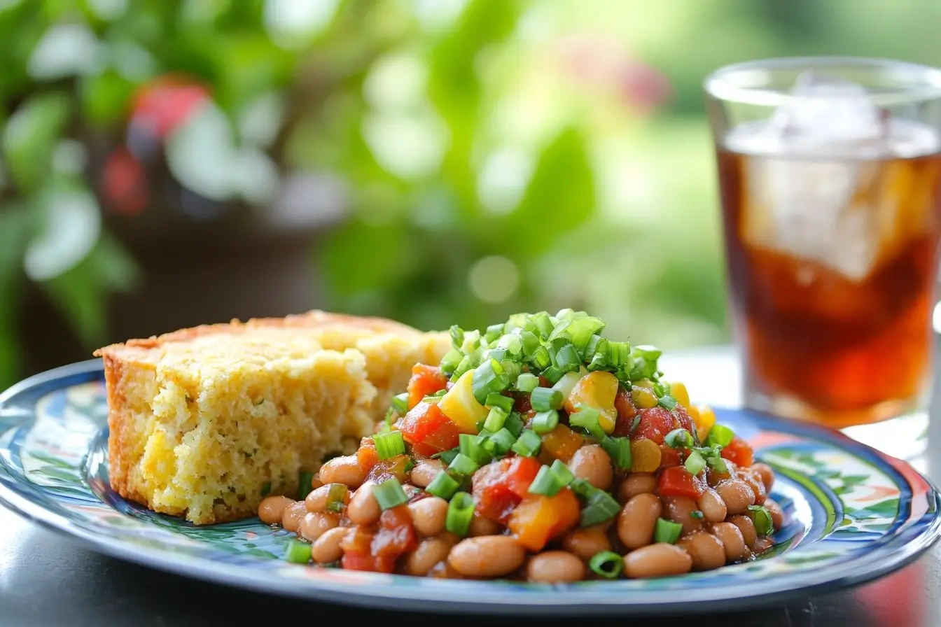 Ranch Style Beans Served With Cornbread