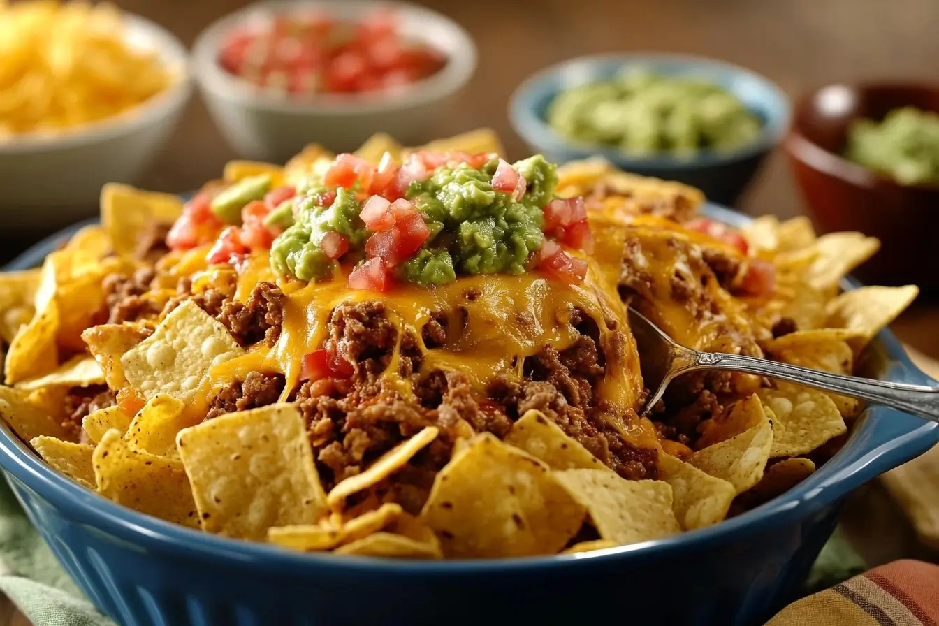 Scooping Walking Taco Casserole From A Dish
