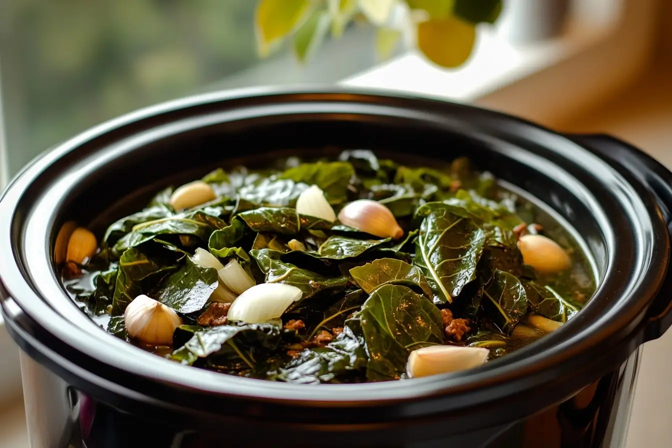 Slow Cooker Filled With Collard Greens