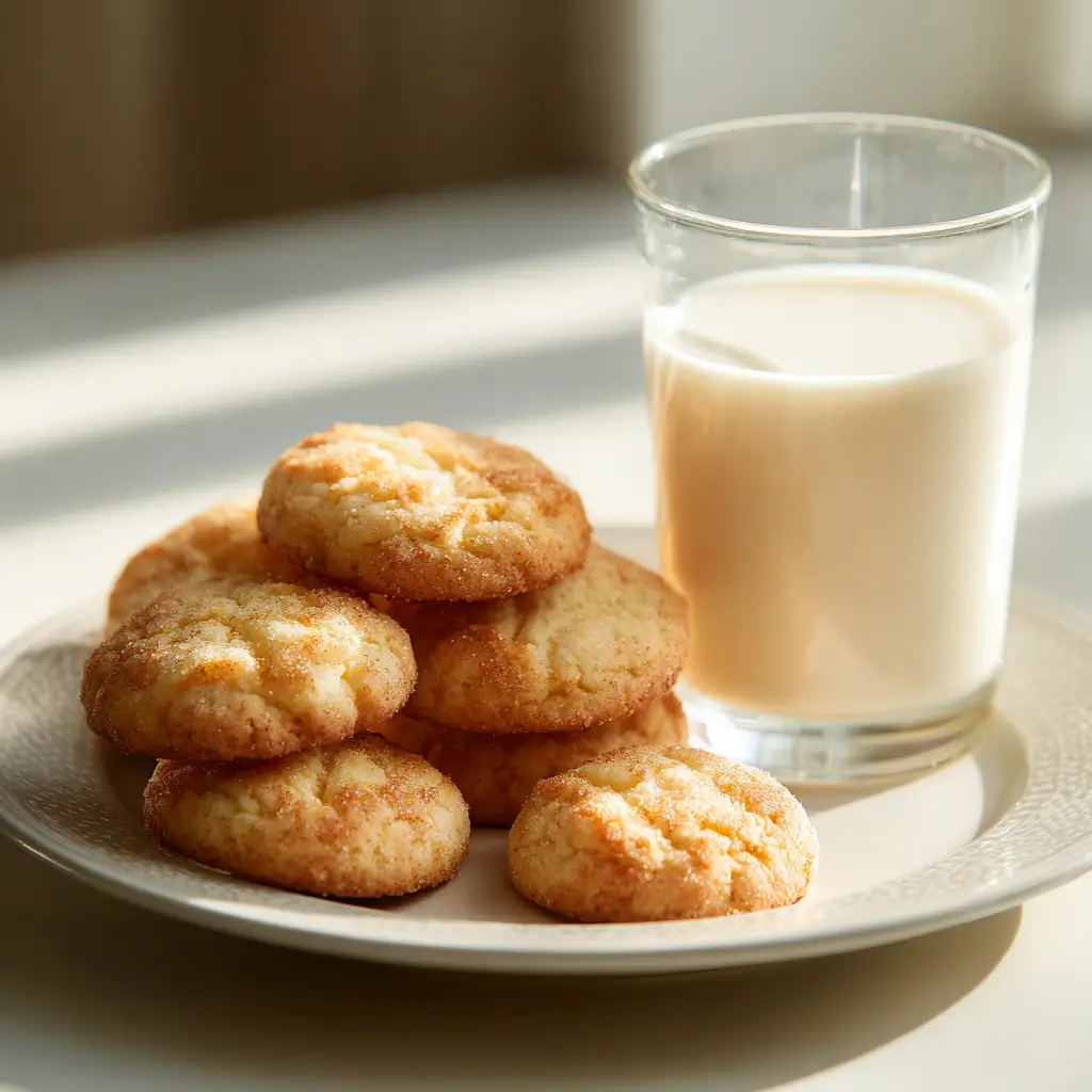 Freshly baked sour cream cookies served with milk